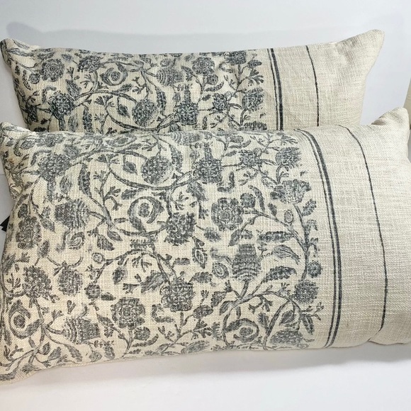 2 Studio McGee Threshold Floral Lumbar Pillows - Picture 1 of 6